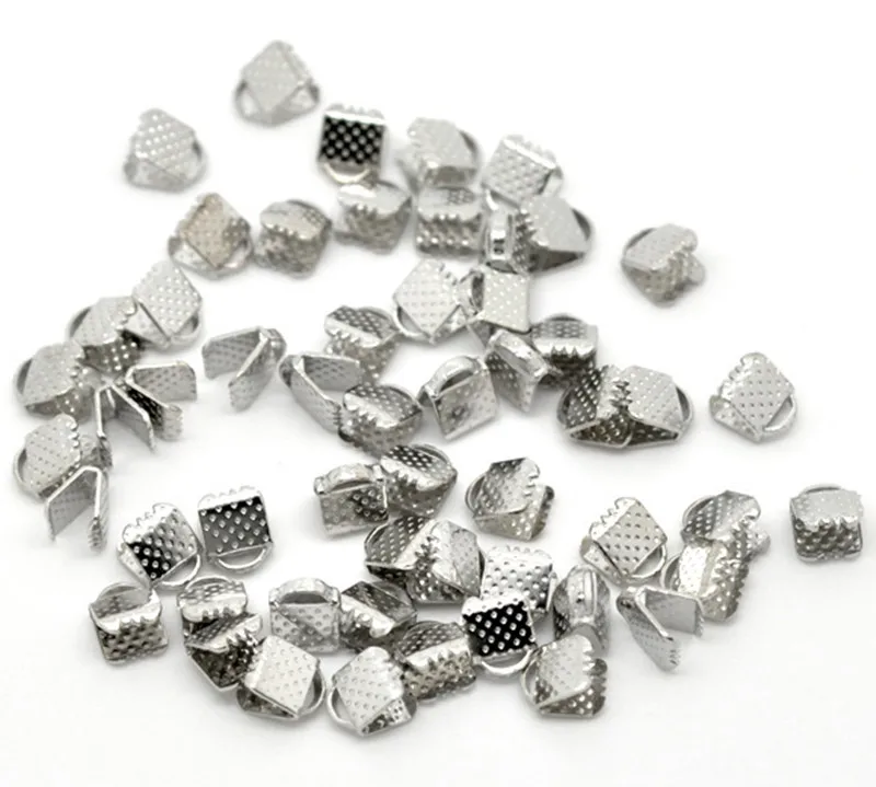 DoreenBeads концевые заглушки шнура Лента ОБЖИМНАЯ Концевая фурнитура серебряного