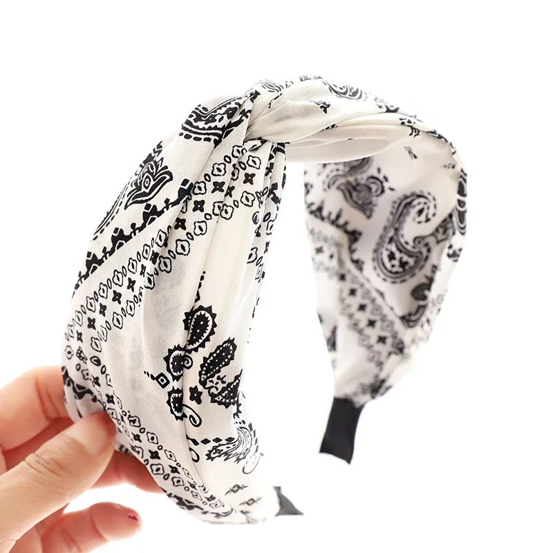 

New Women Soft Print Cross knot Headbands Vintage Cashew flowers Hairbands Bandanas Girls Hair Bands Hair Accessories