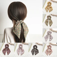 fashion floral print girls hair scarf bows rubber bands scrunchie chiffon elastic hair bands for women hair ties accessories hot