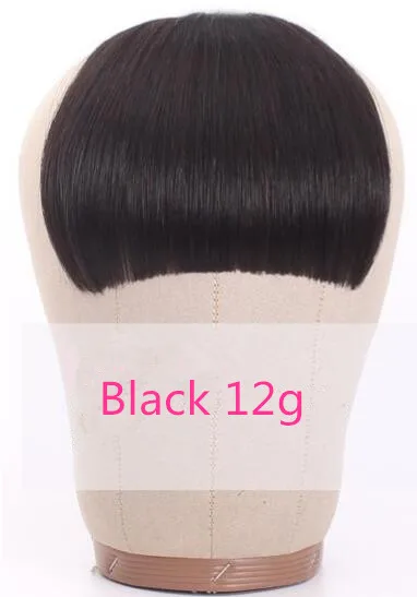 Black 12g Бразильские человеческие волосы, тупые челки, на заколках, человеческие волосы для наращивания, не Реми, на заколках, бахрома, волосы челки, 613 блонд, аккуратная челка, Halo Lady - Цвет: Black 12g