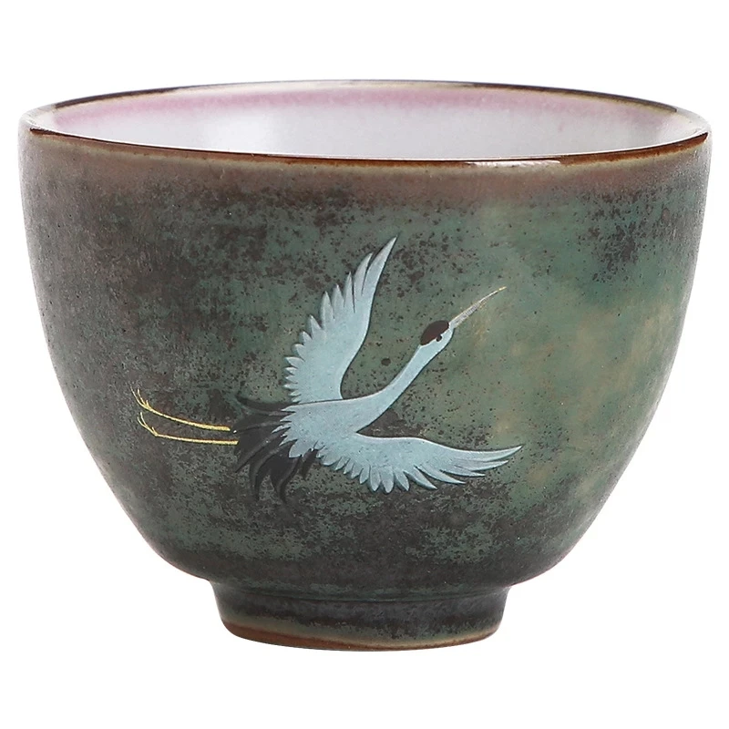 

Creative Rui Ching Cheung Crane Tea Cup Handmade Stoneware Kiln Baked Retro Teacup Personal Master Cup Cup Teacups Tea