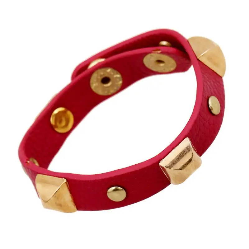 2019 Новый PU с золотыми заклепками Леди Мода высокое уличный стиль кожаный браслет