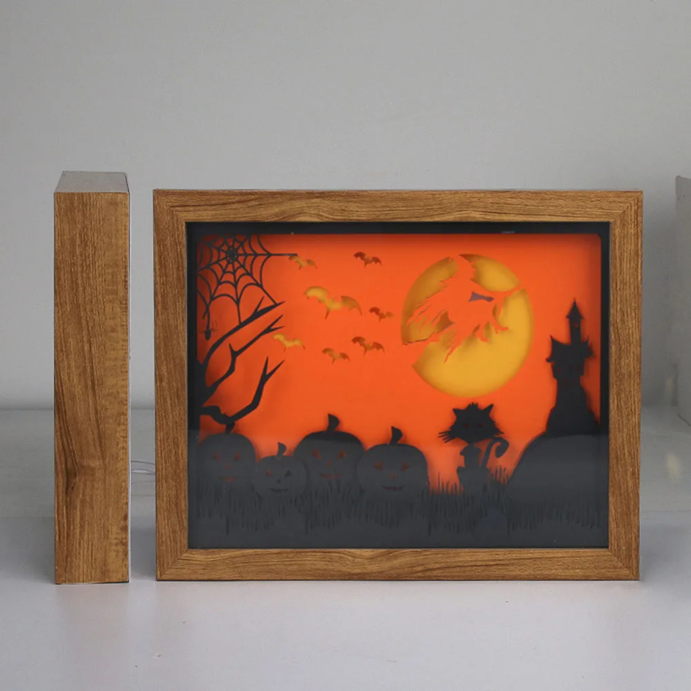 Портативный Хэллоуин Мода 3D лампа Papercut резьба USB Ночник декор для спальни | Дом и