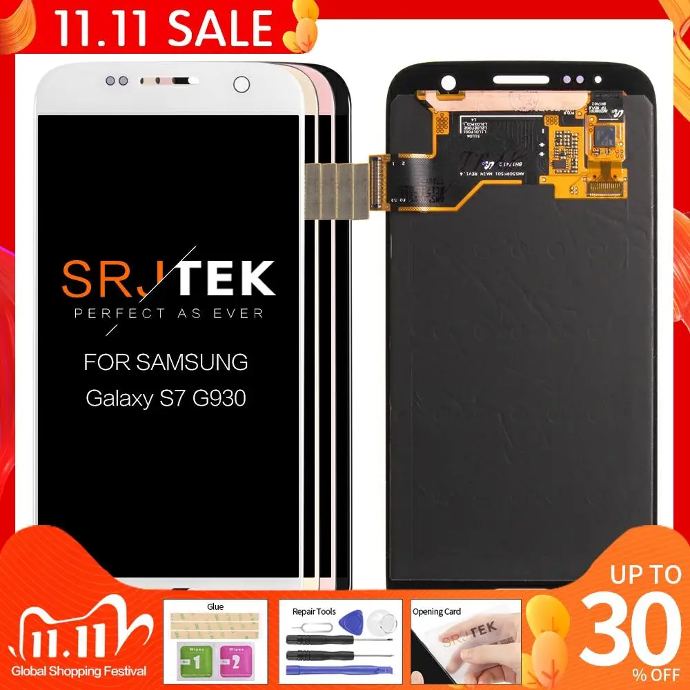 

5.1'' AMOLED Display for SAMSUNG Galaxy S7 LCD G930 G930F Touch Screen Digitizer with Frame Replacement Parts