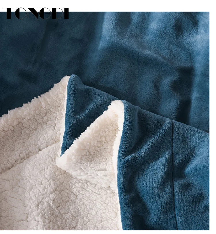 Шерстяное Одеяло TONGDI Raschel мягкое двойное плюшевое утолщенное плотное теплое