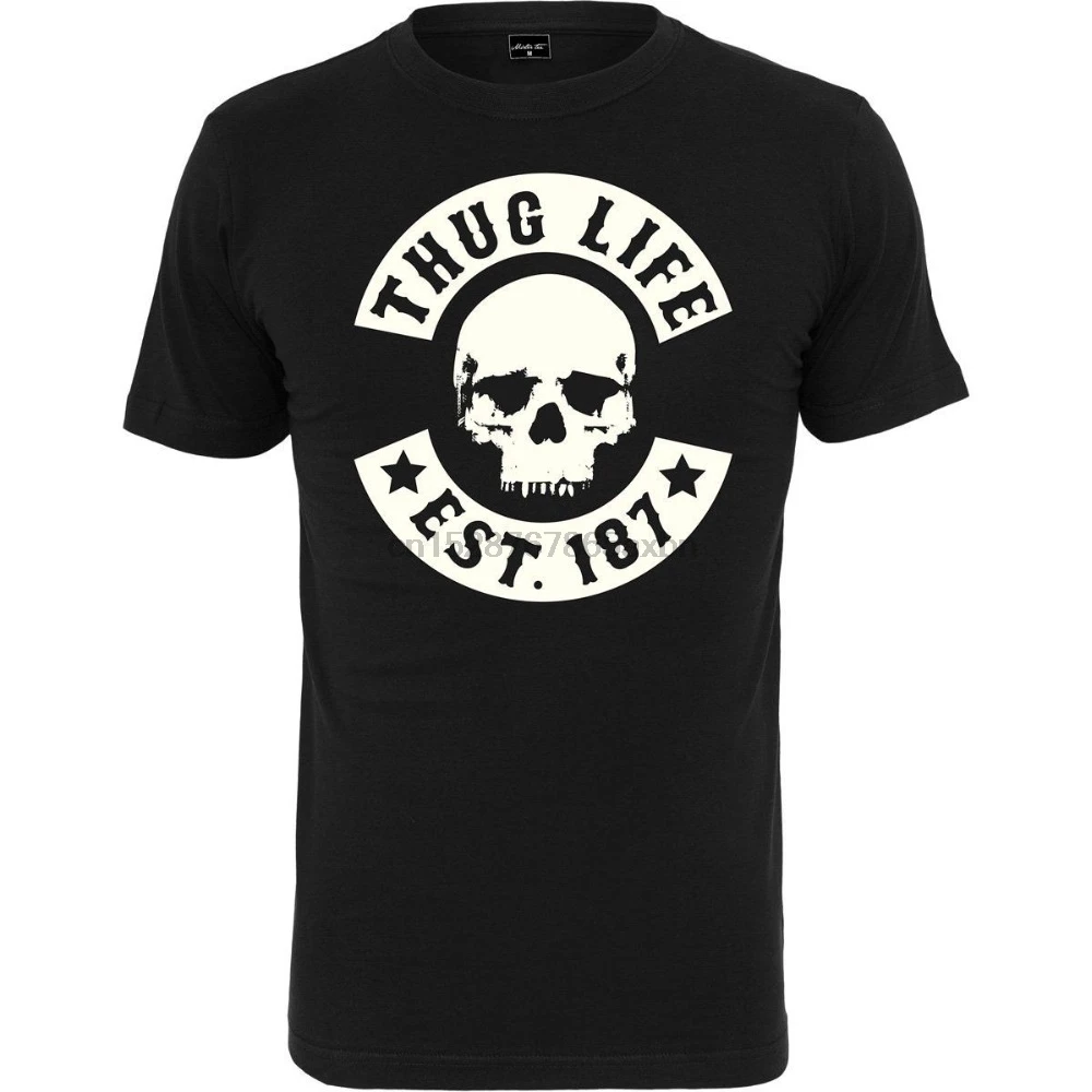 Новая летняя модная футболка унисекс с принтом Thug Life черная повседневная одежда