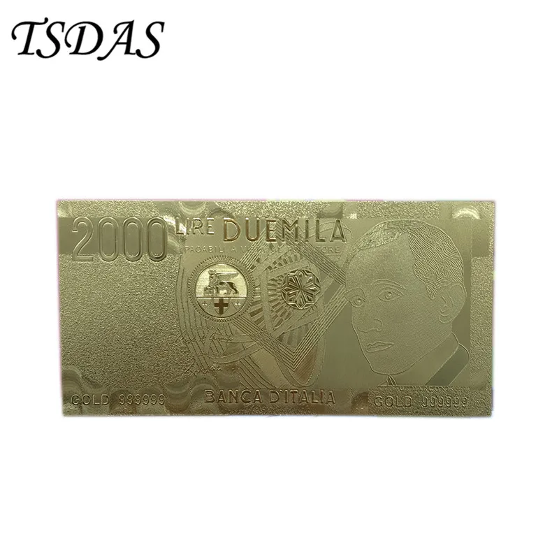 Античный Золотой лист ремесло Золотая фольга банкнота тиснением Италия 2000 лир