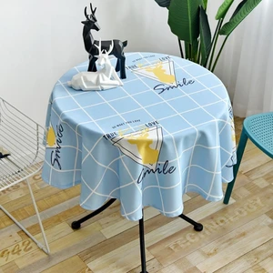 Tablecloth Simple circular Nordic style waterproof restaurant hotel household round table cloth printed lattice geometric animal