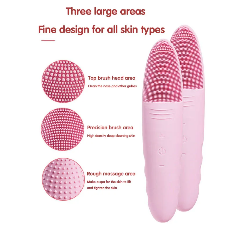 

Electric Facial Cleansing Brush Waterproof Silicone Face Deep Pore Cleanser Sonic Vibration Facial Massager Exfoliator Brushes