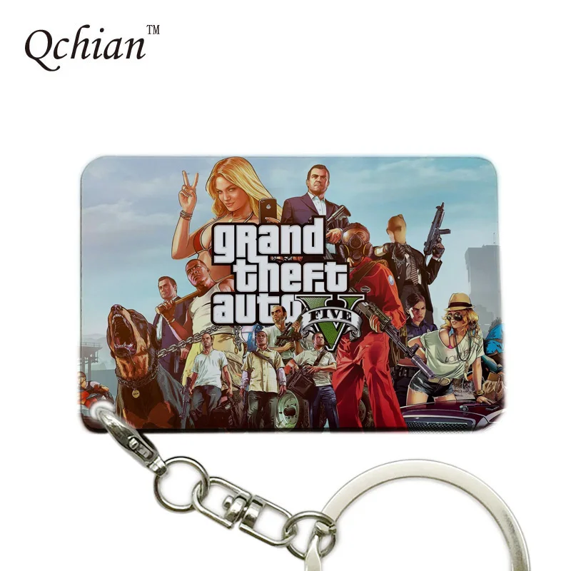 Брелок для ключей с принтом фигуры PS4 GTA 5 брелок рисунком из игры Grand Theft Auto кольцо