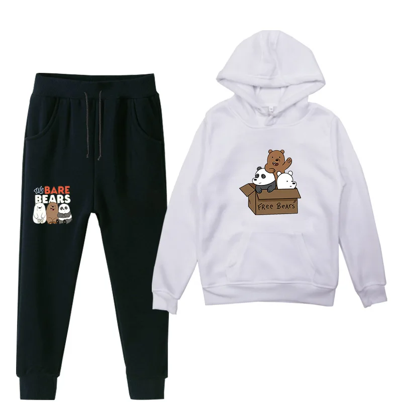 

2021 New Three Little Bears Printed Children Sweatshirt Teenagers Long Sleeved Hoodies+Casual Sport Long Pants Streetwear