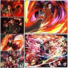 Плакат и принты аниме рассекающий демонов камадо танджиро, манга, пламя, рисунок на холсте, украшение для спальни, настенное искусство