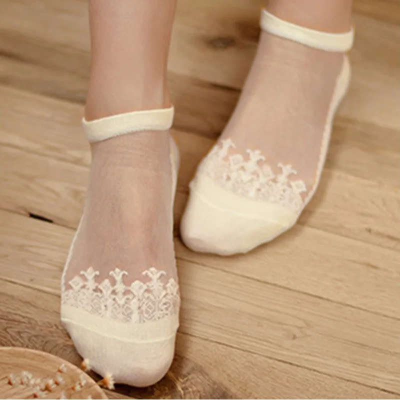 Женские носки чулочно-носочные изделия кружевные супер тонкие дышащие милые