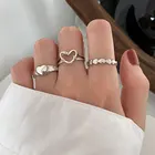 Женское Открытое кольцо Todorova, винтажное серебристое кольцо в стиле ретро с полыми сердечками, минималистичные аксессуары для подарка
