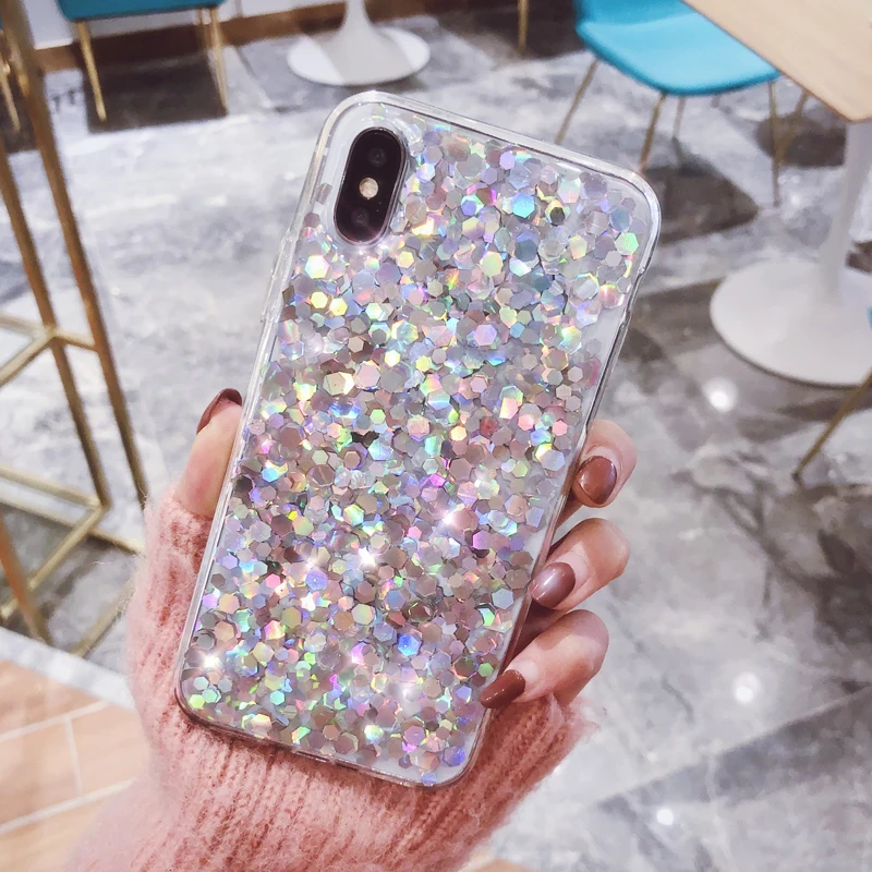 Luxury 3D Shine Bling Goldleaf Sequins Soft TPU Silicone Case For iPhone 5 5S 6 6s 7 8 Plus Back Phone X Cover Capa Fundas |