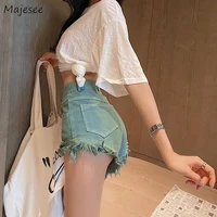 summer casual fly pocket korean button high denim ulzzang loose sexy shorts ins women vintage style streetwear chic waist ripped