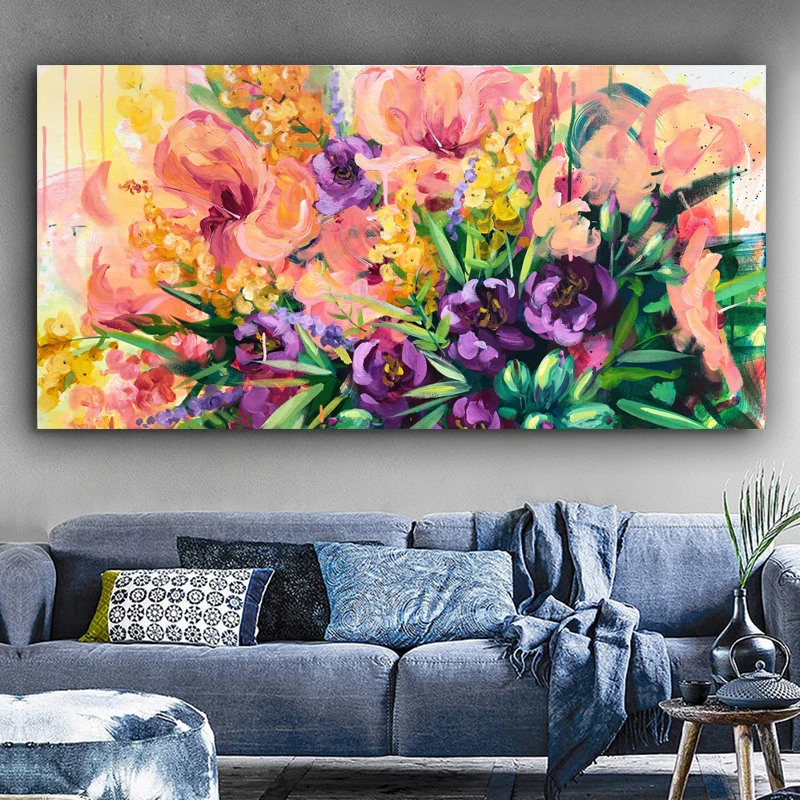 

RELIABLI ART Abstract Colorful Pictures Canvas Painting Quadro Flower Posters And Prints Wall Art For Living Room Decoration