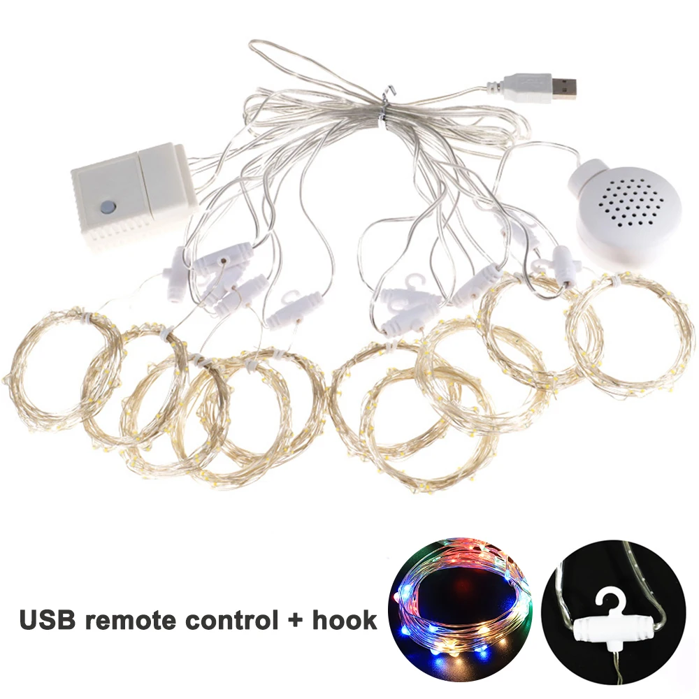 Светодиодный светильник, гирлянда, занавеска, Сказочная лампа, USB, Bluetooth, музыкальный светильник, s, вечерние, рождественские, свадебные украшения, с пультом дистанционного управления, 3x3 m, 3x1m - Испускаемый цвет: Multicolor