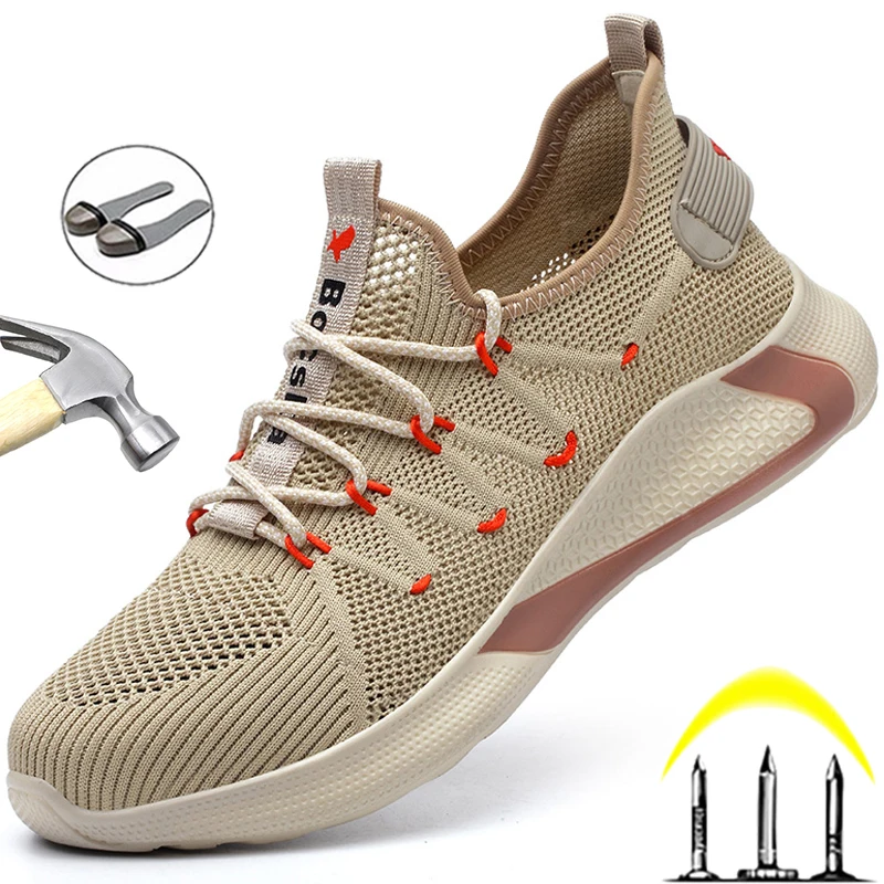 

Breathable Lightweight Work Sneakers Indestructible Safety Shoes Steel Toe Cap Protective Shoes Men Puncture-Proof Footwear Male