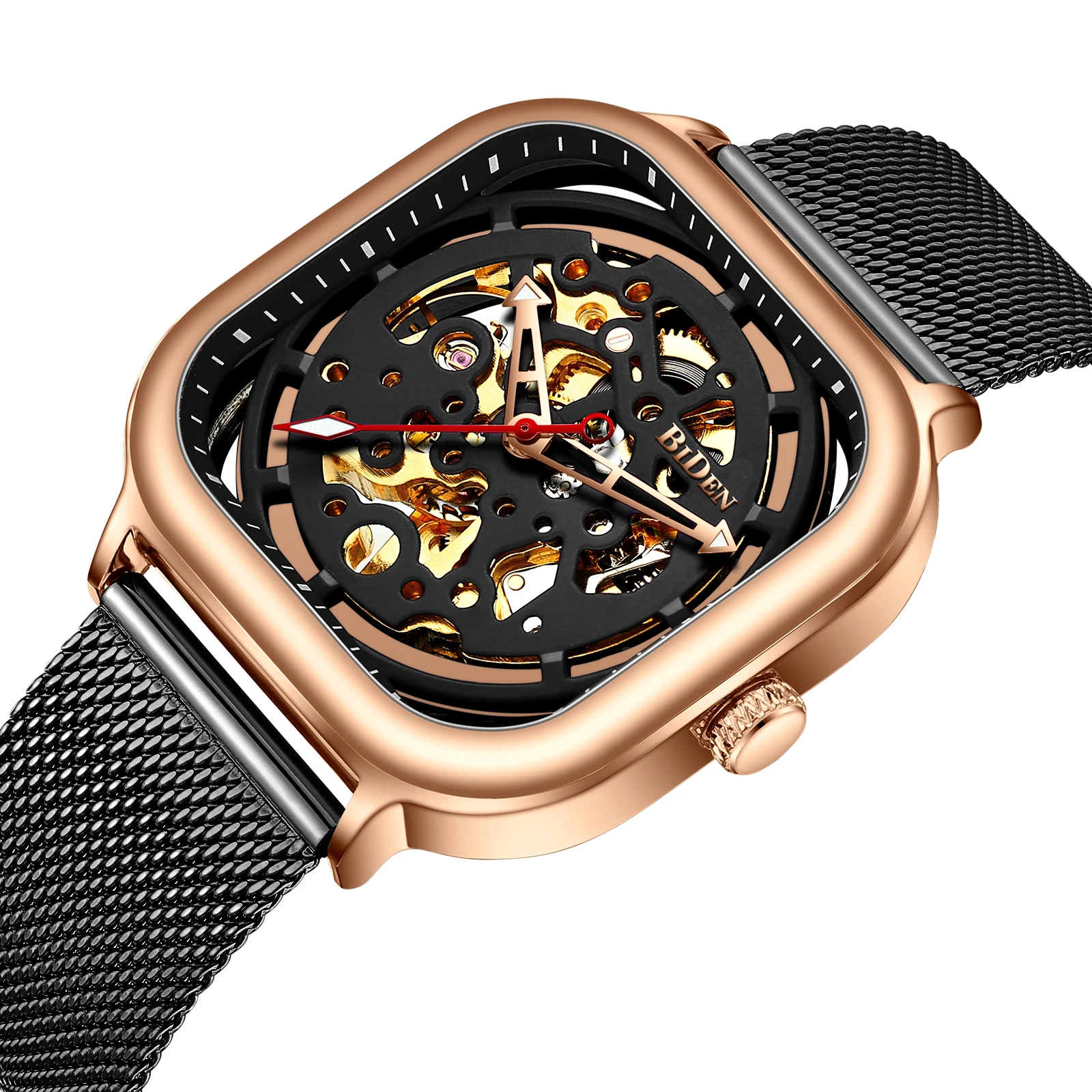 Мужские Роскошные Механические наручные часы из нержавеющей стали с