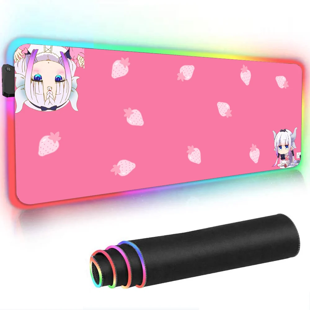 

Kawaii Pink RGB Mouse Pad Pc Accessories Deskmat Computer Gamer Mouse Mat Large Mousepad Speed Anime 900x400 Led Dragon Backlit