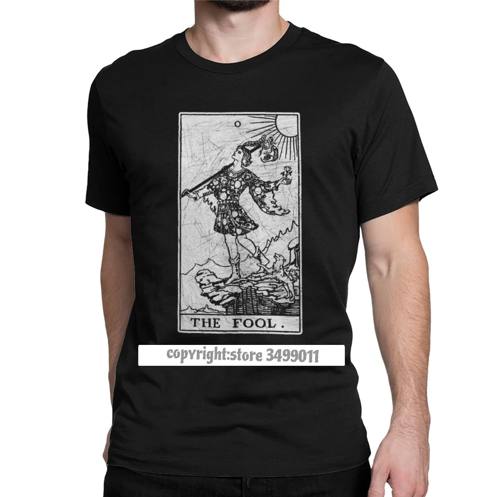 

The Fool Tarot Card Major Arcana tune Telling Occult Men's T Shirts Unique Tees Fitness T-Shirt Cotton Unique