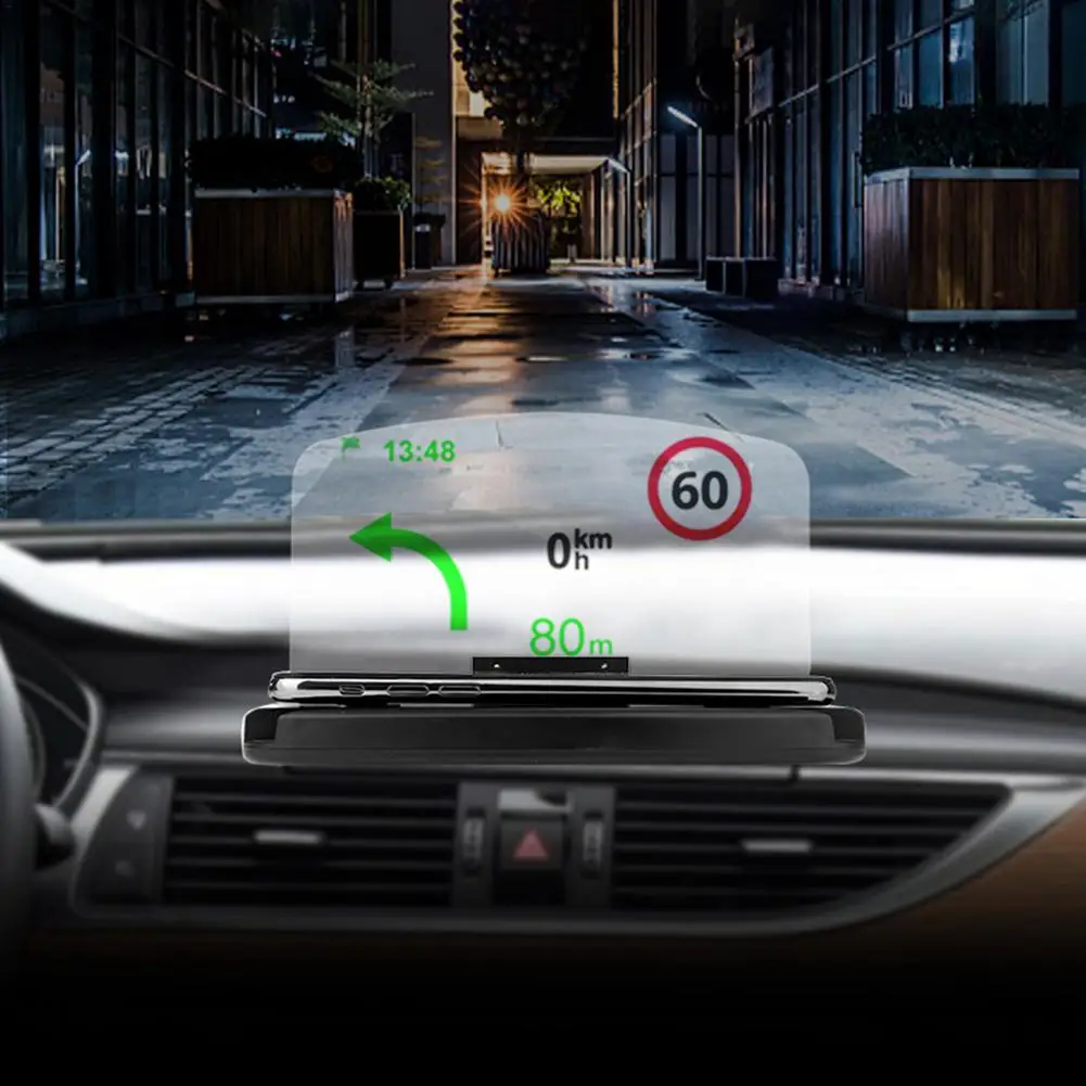 

Car Phone Holder GPS Navigation Head Up Display Mirror HUD Folding Windscreen Projector with Wireless Charger Function