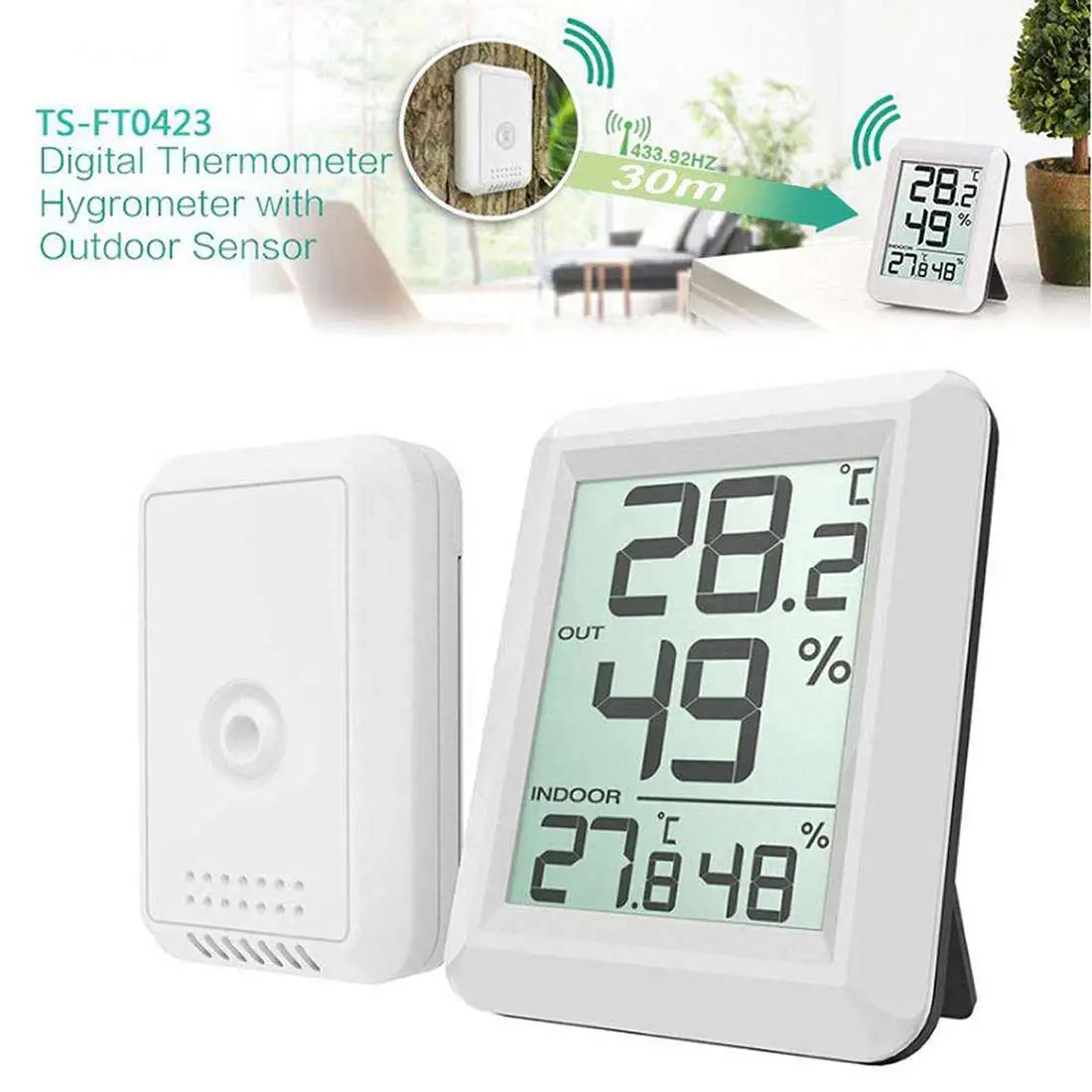 

Electronic Temperature Humidity Meter Wireless Thermometer Hygrometer Indoor/Outdoor Weather Station
