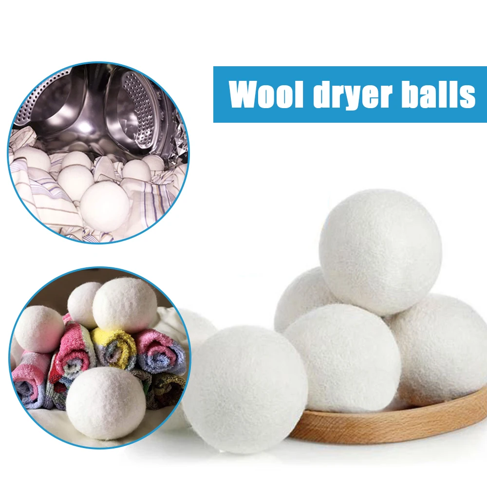 

6cm Reusable Wool Balls Natural Fabric Softener Balls Washing Machine White Dry Kit Ball Home Washing Balls