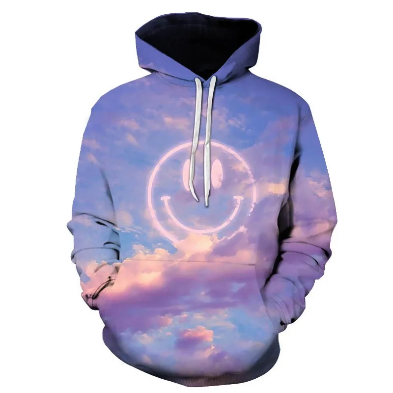 

2021 popular hot style hoodie smiley face series 3D printing casual hoodie European size