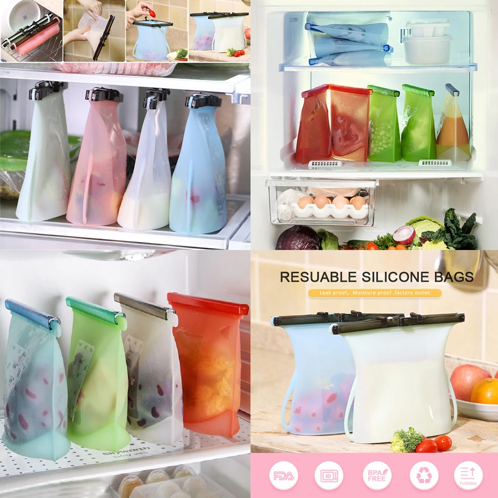 Новые многоразовые силиконовые пакеты для хранения пищевых продуктов