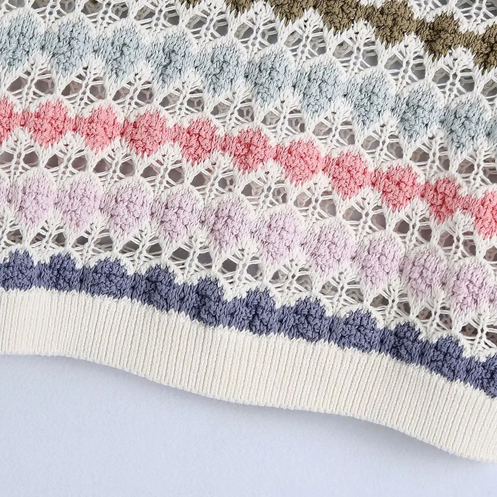 

Ladies sweater vest 2021 spring new hollow round neck casual fashion chic all-match slim short sleeveless knitted top vest