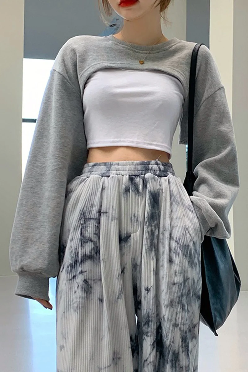 

Short Sleeve Crop Tops Women Loose Casual Solid Color Sweat Tops