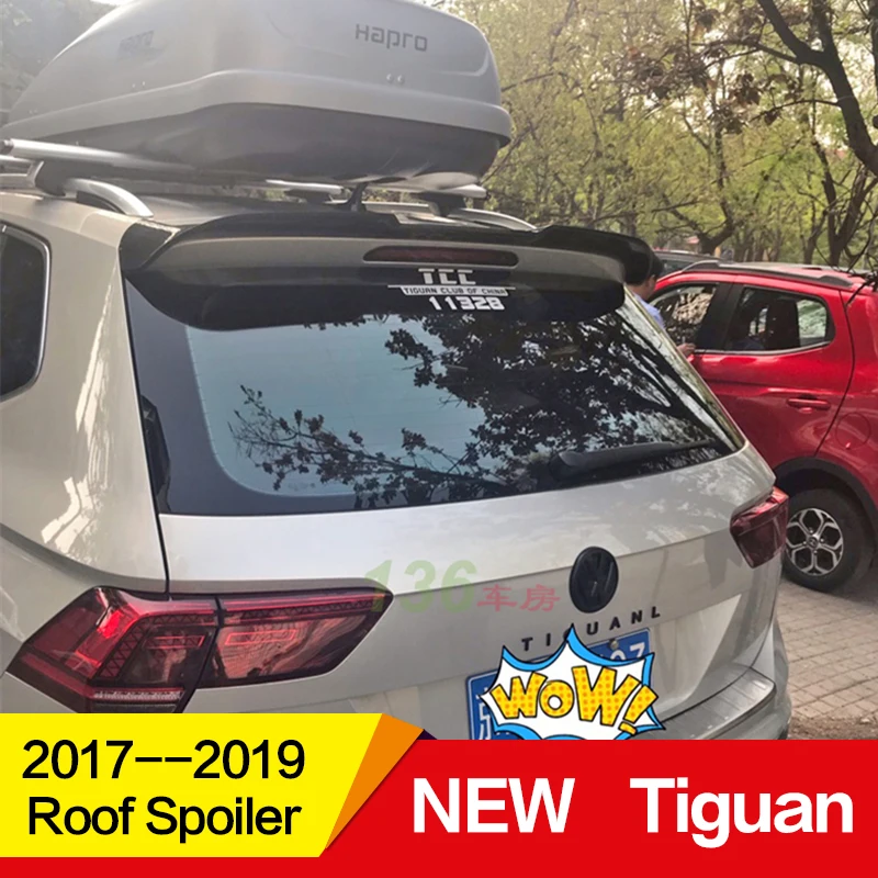 Применение для Volkswagen new Tiguan, спойлеры на крышу кабины 18 19 лет глянцевое углеродное волокно для заполнения полостей/frp зад крыш крылатых votex аксессуары для стайлинга