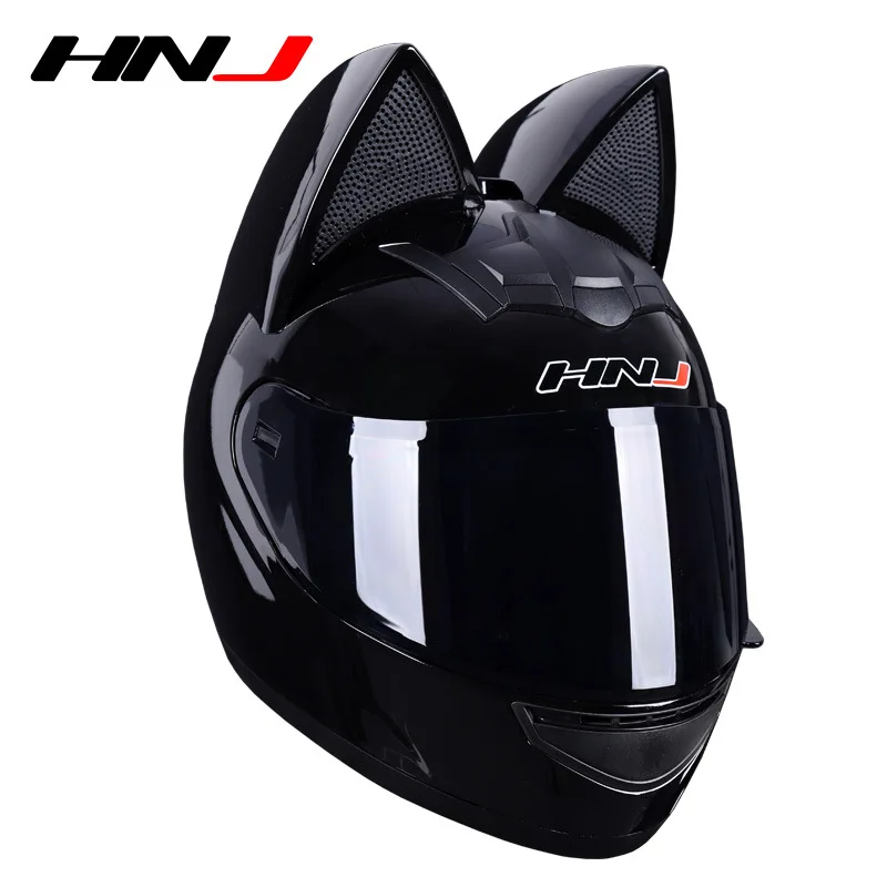 

Мотоциклетный шлем Casco, защитный шлем на все лицо для мотокросса, для мужчин и женщин, для езды на мотоцикле, с кошачьими ушками, с прозрачным ...