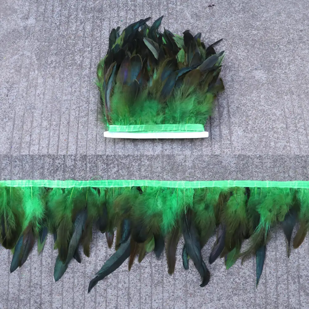apple green 16 цветов окрашенные натуральные куриные Hackle перо бахрома отделка 5-" в ширину для платья шитье ремесла костюмы украшения - Цвет: apple green