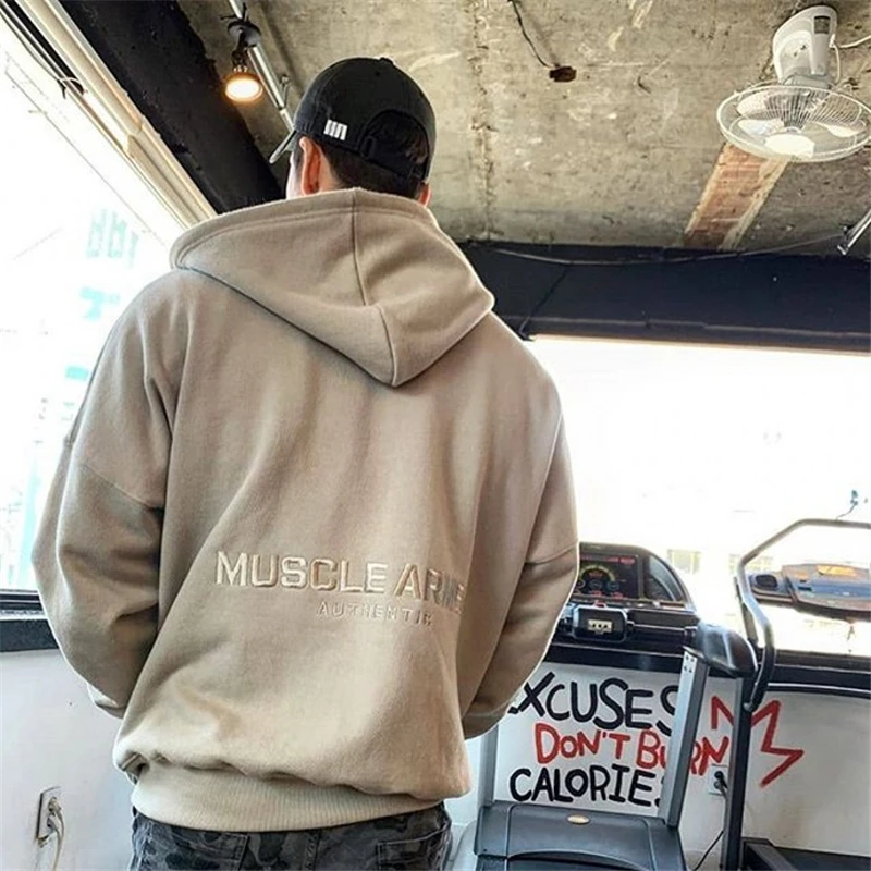 

Men Embroidery Hooded Jacket Joggers Sports Sportswear Workout Training Running Fitness Exercise Gym Running Jacket Clothes