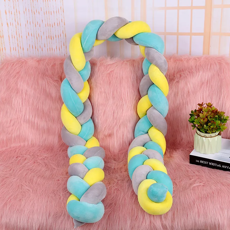 gray yellow green 1,5 м плетеная плюшевая Колыбель для детской комнаты, декор для детской комнаты, ручная вязка, завязывающаяся кроватка, бампер для детской кровати, подарок для новорожденного - Цвет: gray yellow green