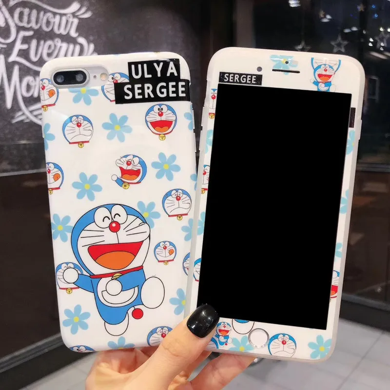 360 Doraemon Передний + задний корпус телефона для iPhone11 Pro Xsmax XR закаленное стекло