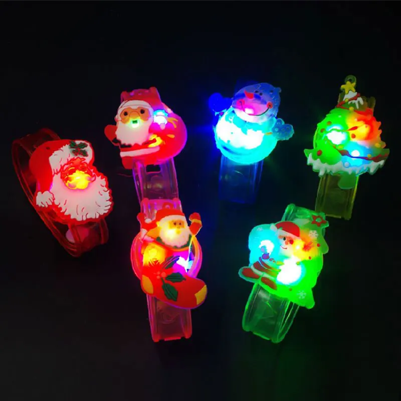 Christmas glow bracelet Santa Claus snowman cartoon led flash light finger children's toy Party decoration | Дом и сад