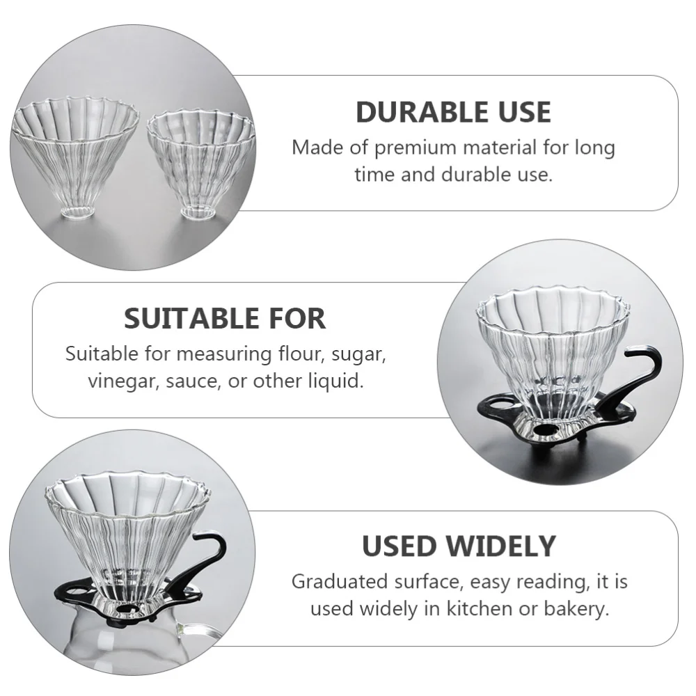 

2pcs Stripe Glass Coffee Filters Reusable Coffee Funnels Coffee Strainers