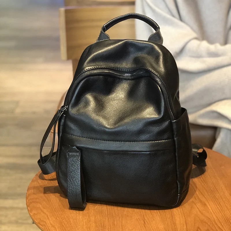 

Рюкзак Bestform из натуральной кожи Женский, простой однотонный вместительный дорожный ранец из мягкой воловьей кожи, 2021