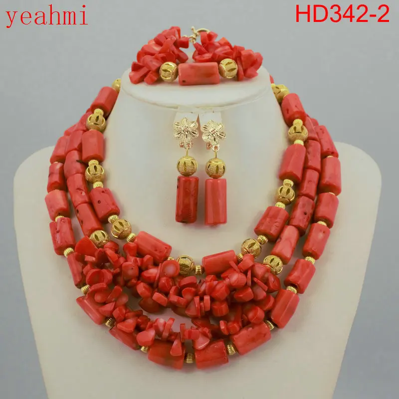 Nigerian Wedding African Beads Jewelry Set Blue Costume Sets Coral Necklace Free Shipping HD330-2 | Украшения и аксессуары