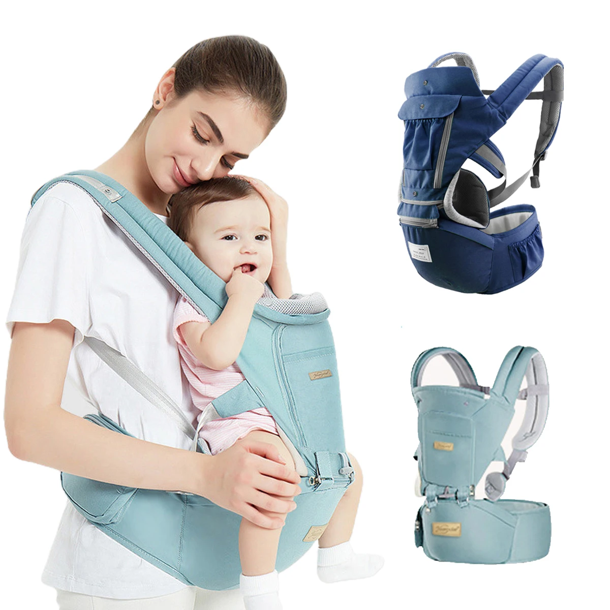 

Baby Carrier Canguru Ergonômico Bebê 12 Posições 3 Em 1 Azul Para Uso de 0-36 month Baby Suporta peso Superior the 10 kg