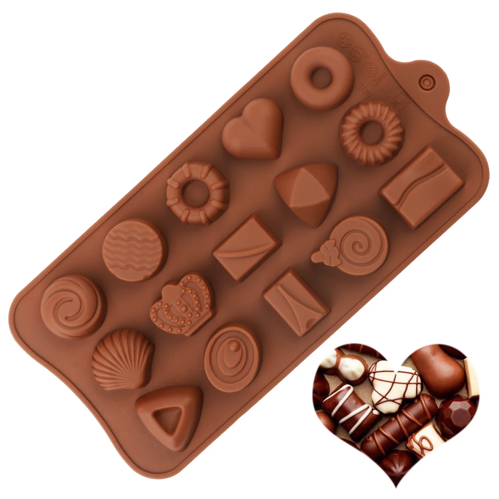 

NEW Silicone Chocolate Mold Food Grade Silicone 15 Holes Baking Molds For Candy Chocolate Biscuits Epoxy Jelly DIY Tools