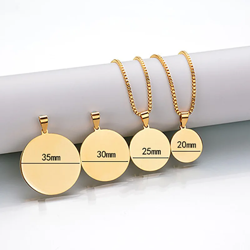 

Fashion Engraved Jewelry ID Tag Dog Necklaces Engrave Photo Name Date Necklace Stainless Steel Round For Women Lover Pet Cute