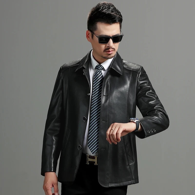 

Spring Leather Jacket Men Coats Motorcycle Genuine Leather Coat Men's Brand New High-grade SheepSkin Stand Collar Jackets M-4X