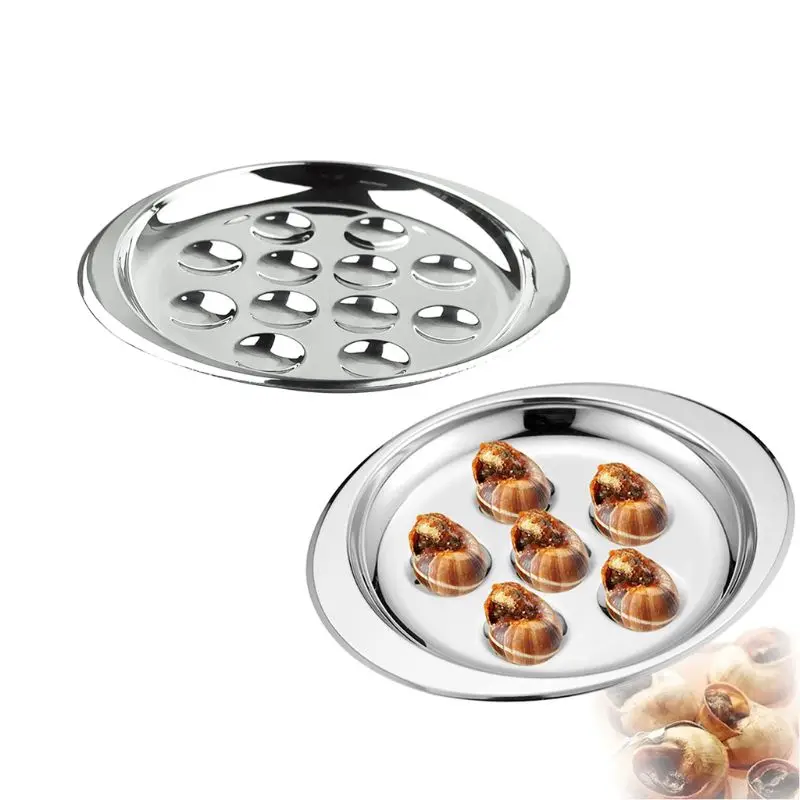 

Heat Resistant Tableware Snail Plate Escargots Restaurant Kitchen Dish Hotel Stainless Steel Lightweight Easy Clean