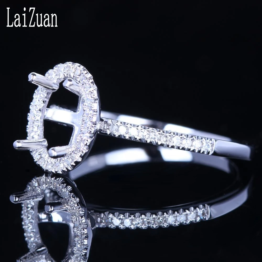 Кольцо женское из белого золота 14 карат с натуральными бриллиантами 7 5x5 мм -