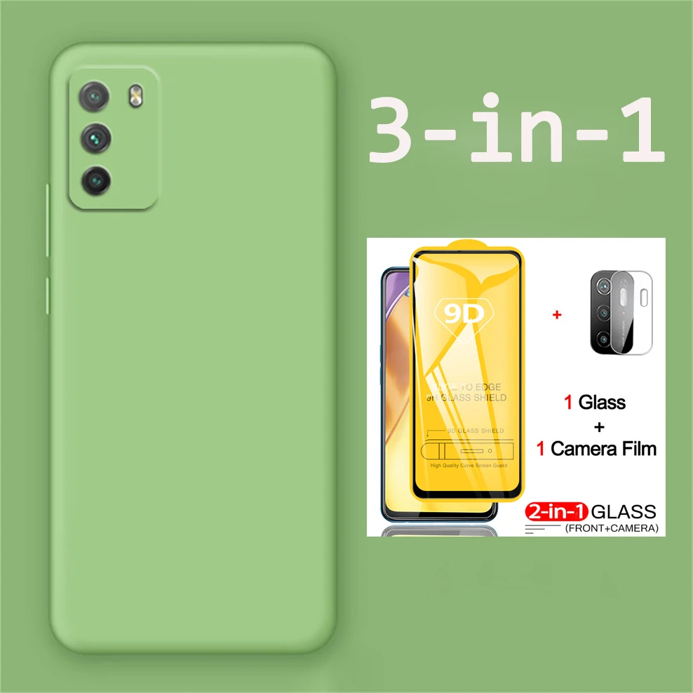 

3-in-1, matte case + glass for redmi note10 pro soft liquid tpu phone cases redmi 10 s cover note 10s xiaomi poco m3 pro 5g case